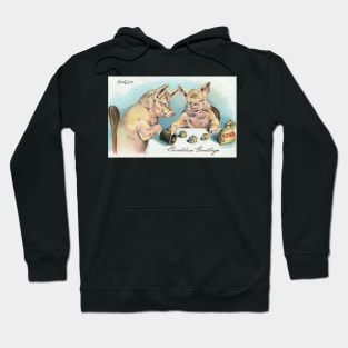 Victorian Christmas Pigs Playing Dice Christmas Greetings Hoodie